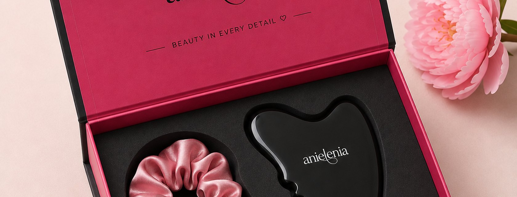 The anielenia Bian stone gua sha and silk scrunchie ritual set